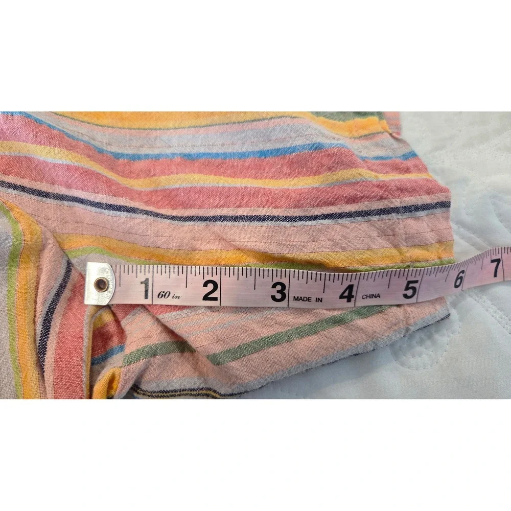 Cato Striped Linen Blend Shorts High Rise Pink Multi Coastal Boho Size 16 - Picture 7 of 9